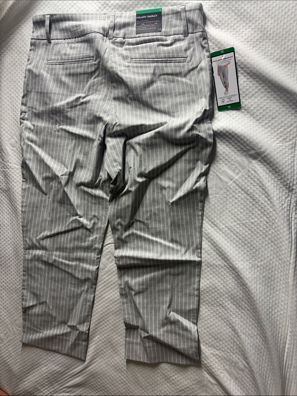 Hilary Radley Women’s Light Gray Pinstripe Dress Pants
